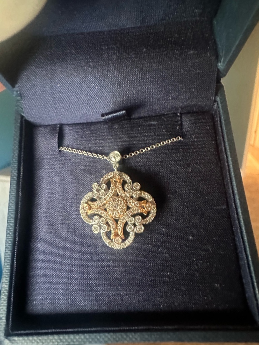 Gabriel & Co. White and Rose Gold Diamond Pendant Necklace 0.64 CTW - Picture 6 of 8